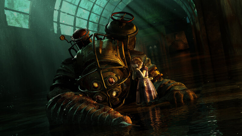 Little girl with giant robot