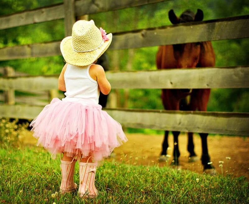 Little Girl with Horse — Green