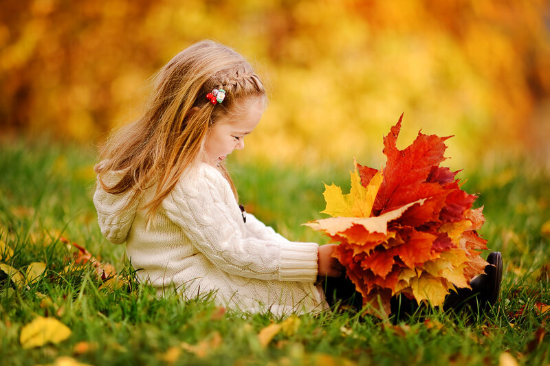 Little Girl with Leaves
