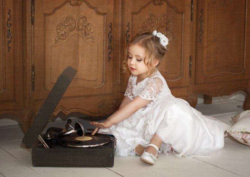 Little Girl with Record Player