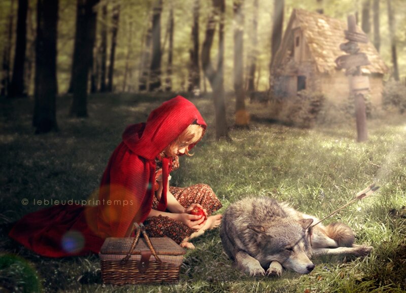 Little Girl with Wolf — Red