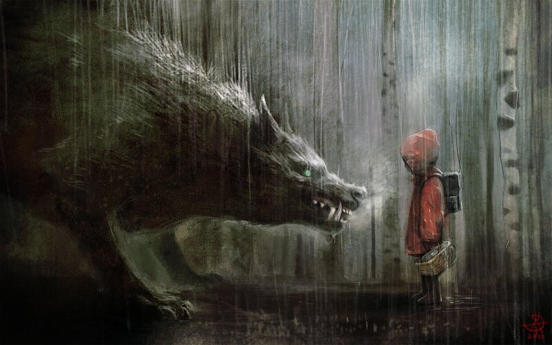 Little Red Riding Hood and the wolf