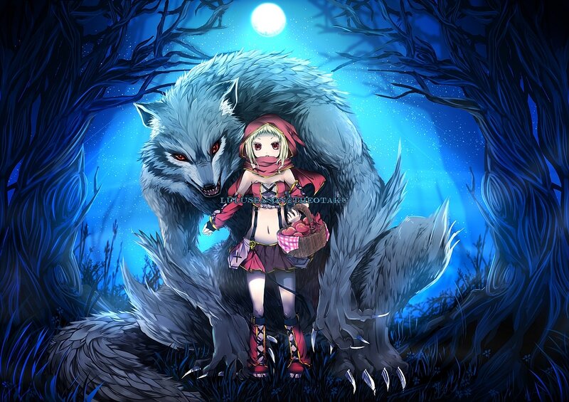 Little Red Riding Hood and wolf