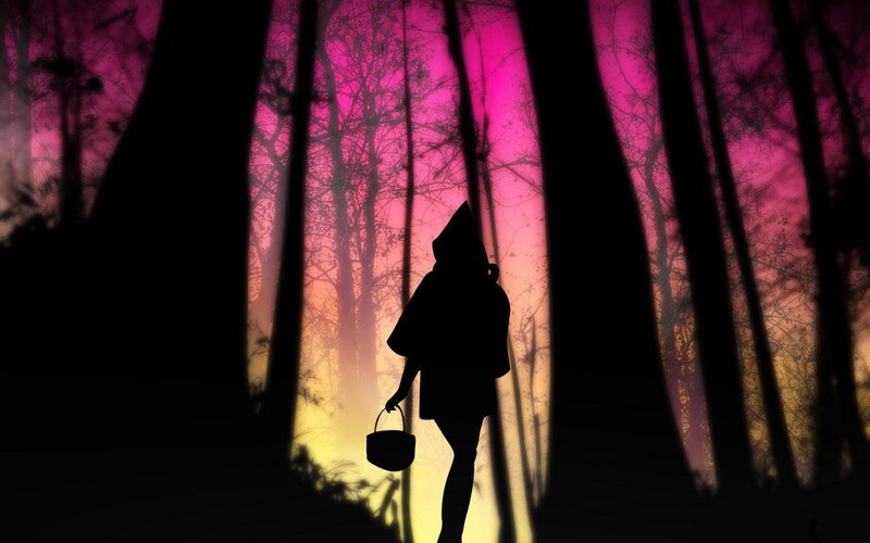 Little Red Riding Hood in the forest