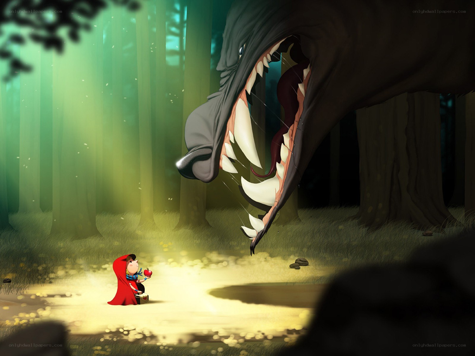 Little Red Riding Hood meets wolf