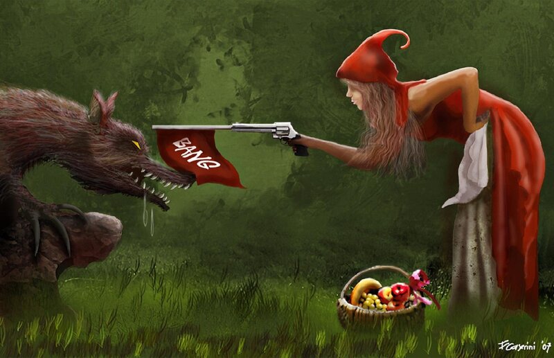 Little Red Riding Hood with a gun