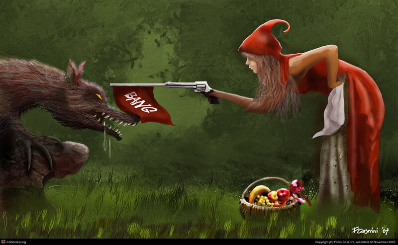 Little Red Riding Hood with a gun