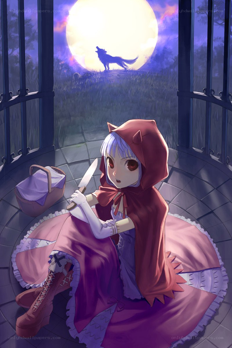 Little Red Riding Hood with knife