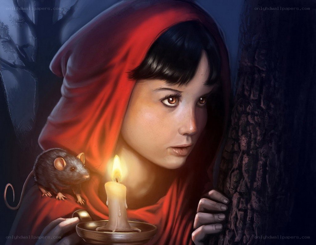 Little Red Riding Hood with mouse