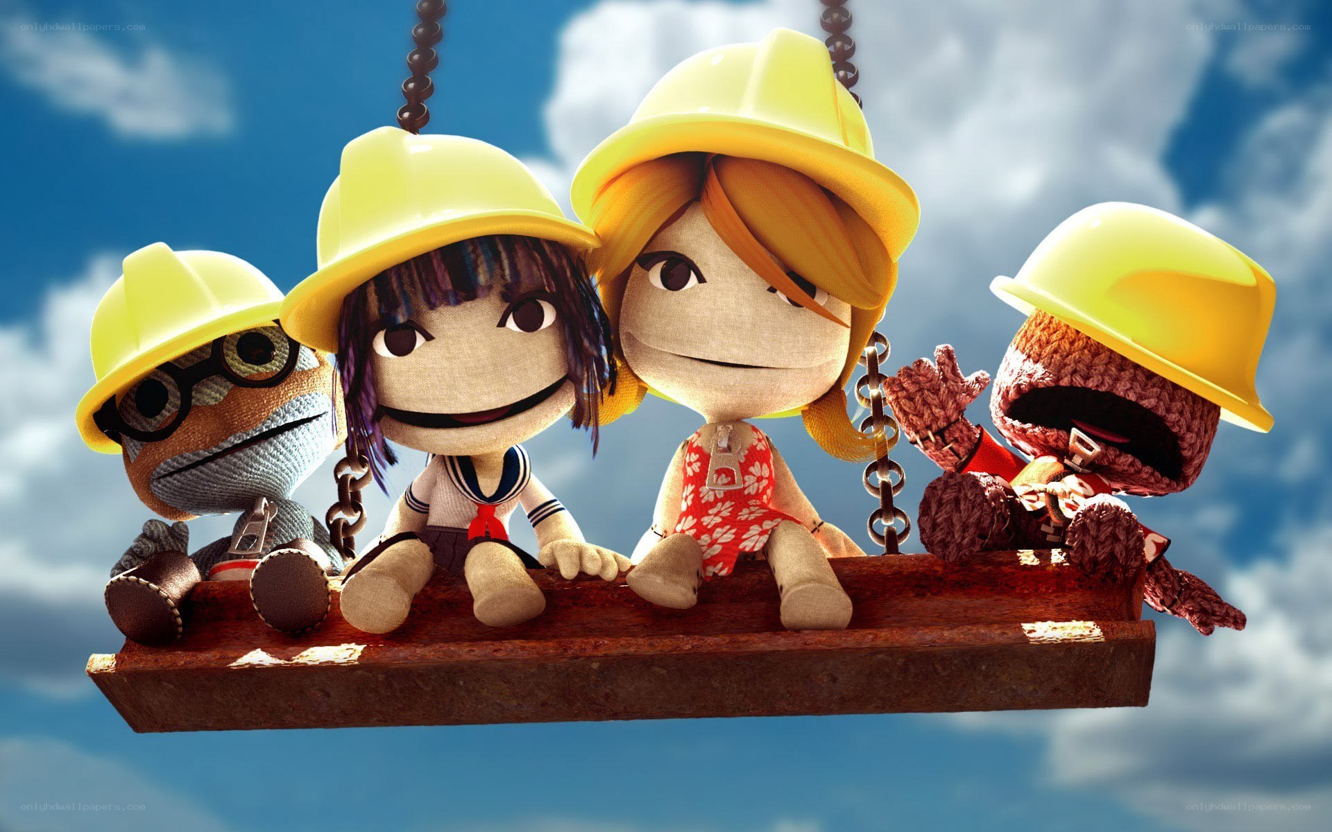 LittleBigPlanet characters on a swing
