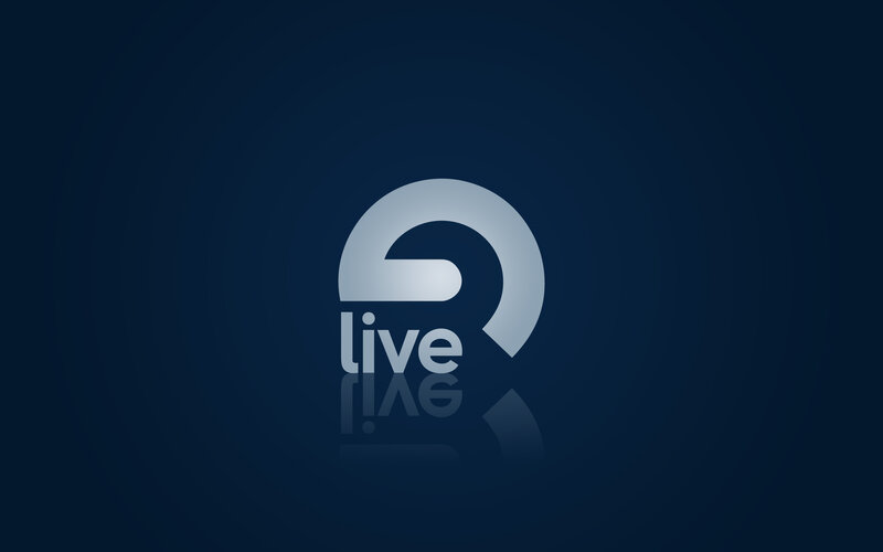 Live Logo on Dark Background — Blue