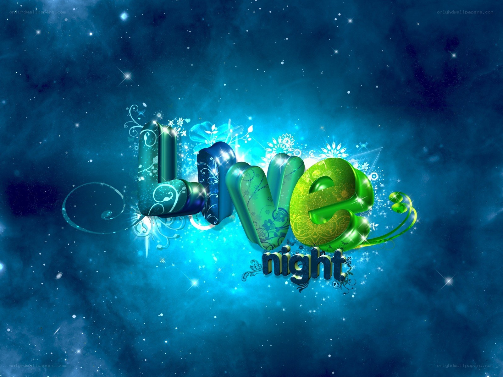 Live Night Text Art