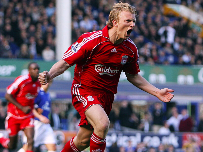 Liverpool player celebrates goal