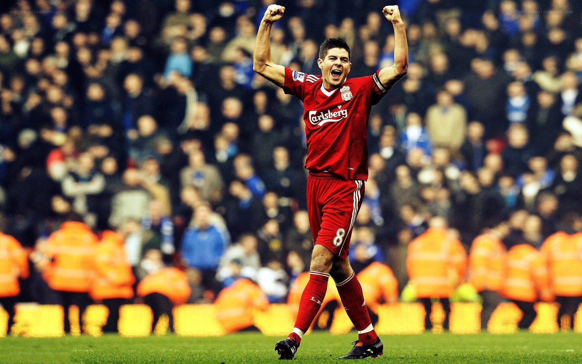 Liverpool player celebrates goal