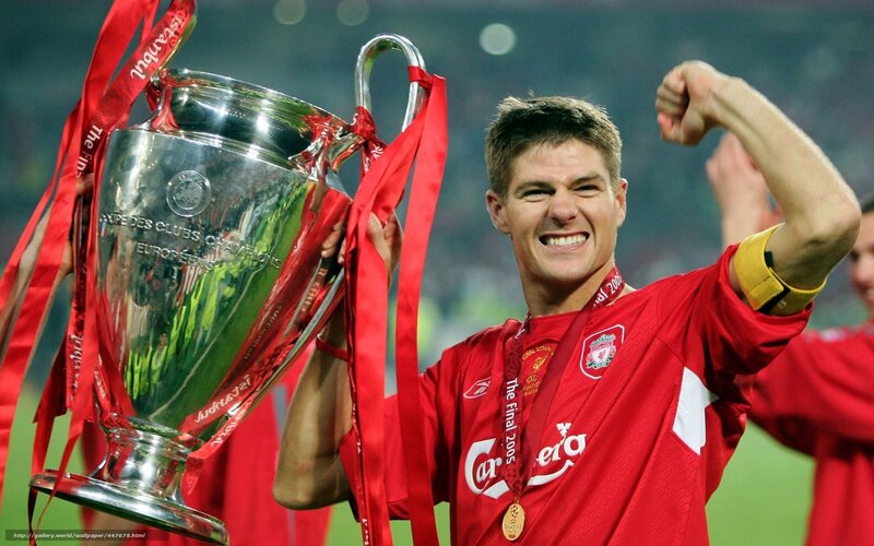 Liverpool player with Champions League trophy