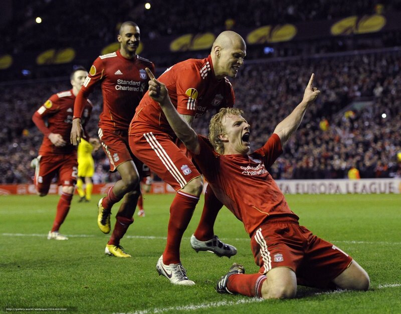 Liverpool players celebrate goal