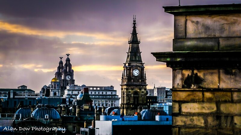 Liverpool Skyline at Dusk — Purple