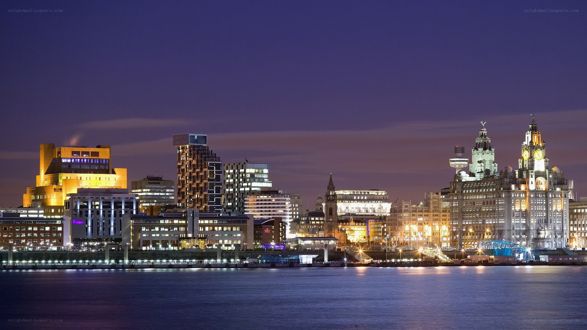 Liverpool skyline at night