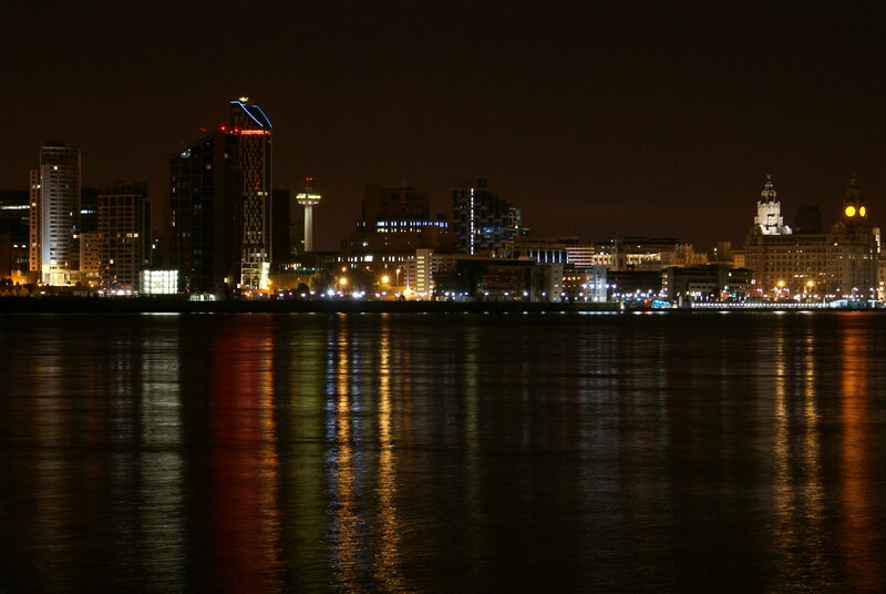 Liverpool Skyline at Night — Black, Calm