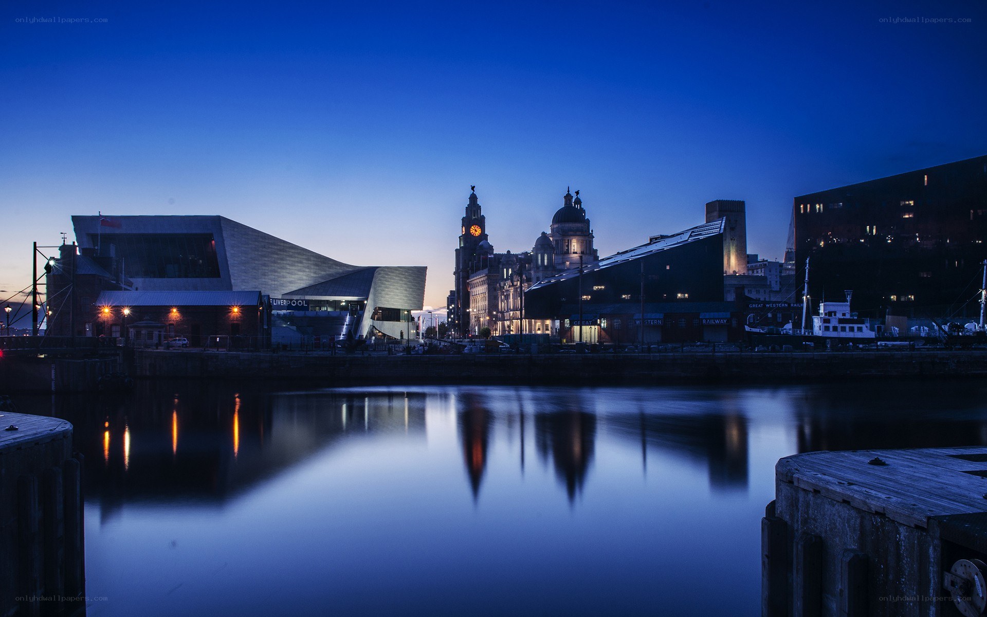 Liverpool waterfront at dusk