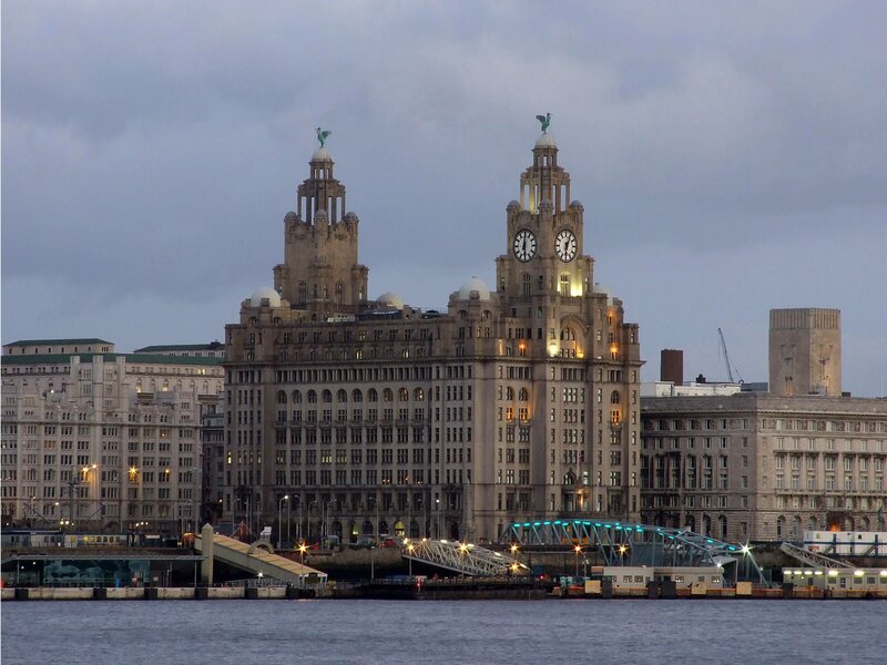 Liverpool waterfront at dusk
