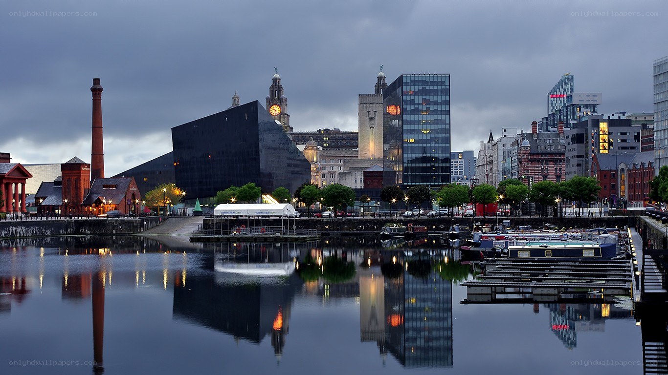 Liverpool waterfront at dusk