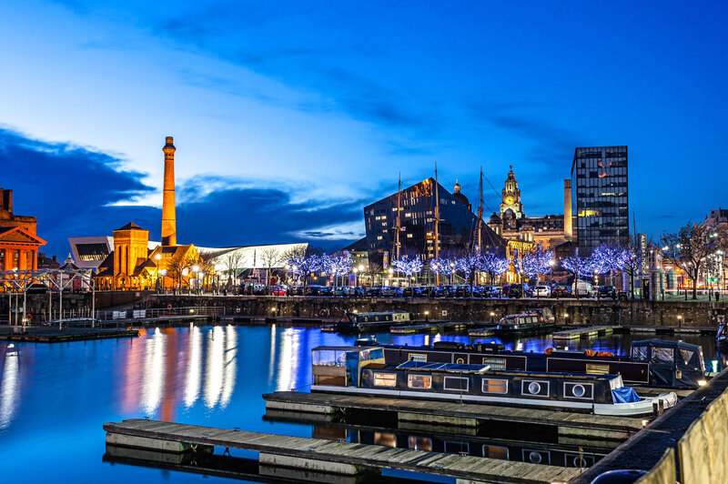Liverpool Waterfront at Dusk — Blue