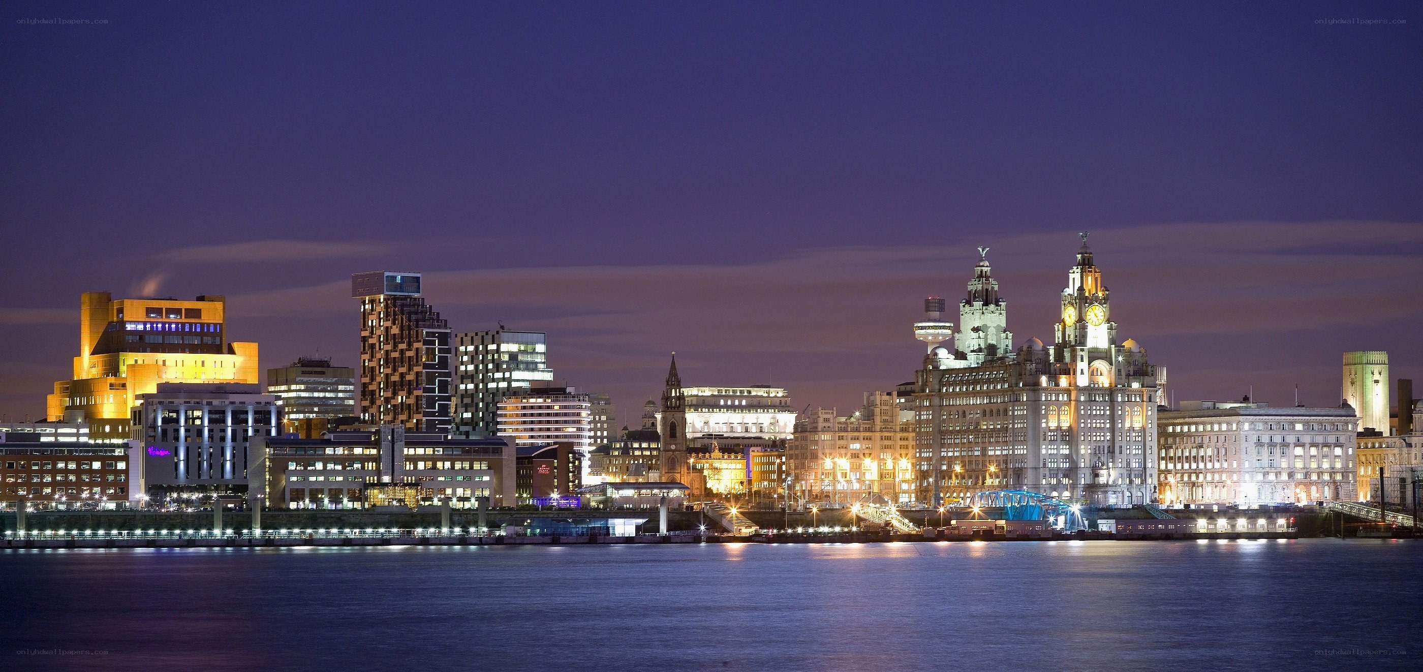 Liverpool waterfront at night