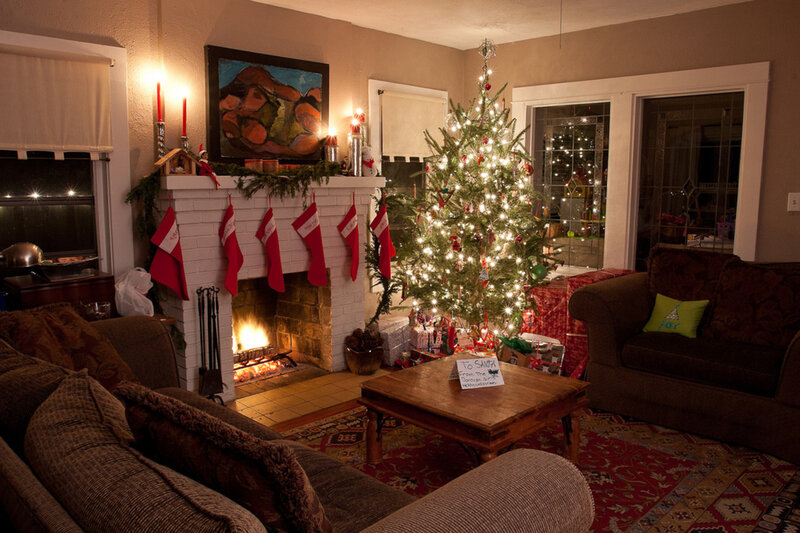 Living Room at Christmas — Red