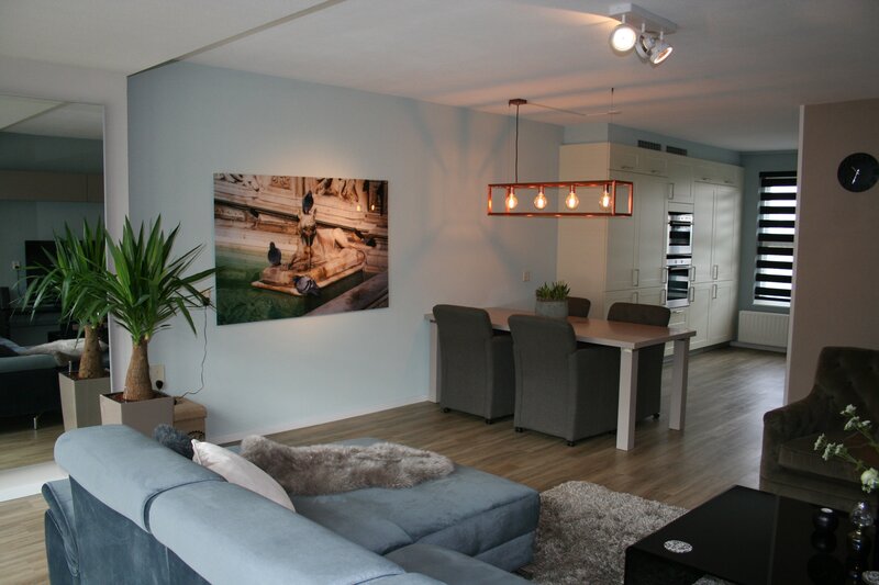 Living Room Interior — Blue, Calm, Night, Photograph