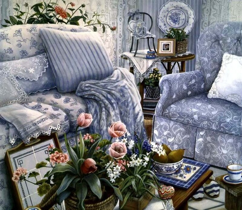 Living Room Interior — Blue