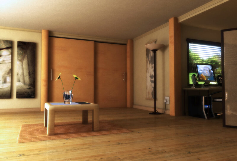Living Room Interior — Brown, Calm, Afternoon, 3d Render, Coffee Table