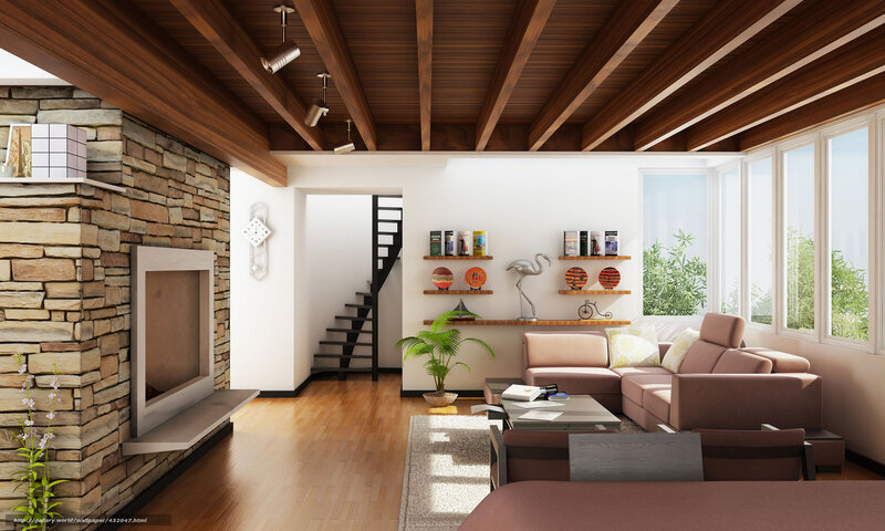 Living Room Interior — Brown, Calm, Afternoon, 3d Render