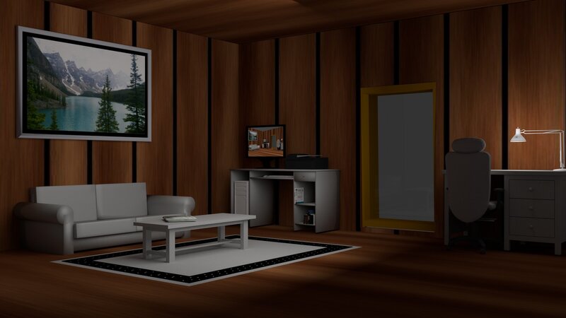 Living Room Interior — Brown, Calm, Night