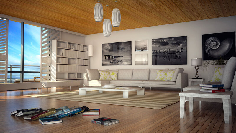 Living Room Interior — Brown, Serene