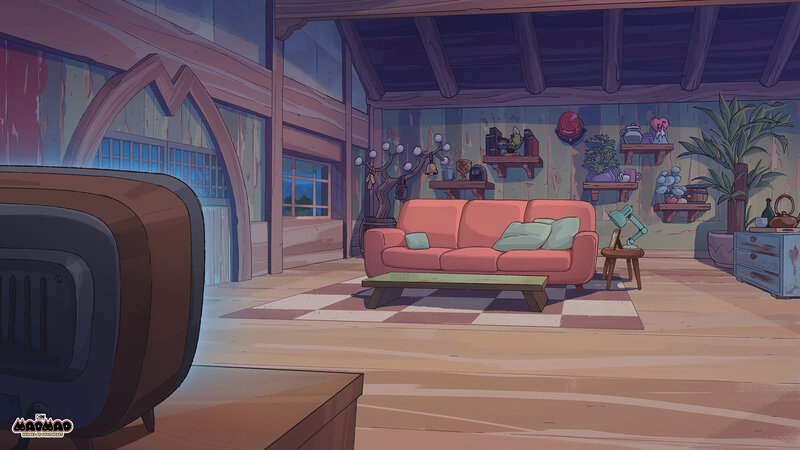 Living Room Interior — Pink, Cozy