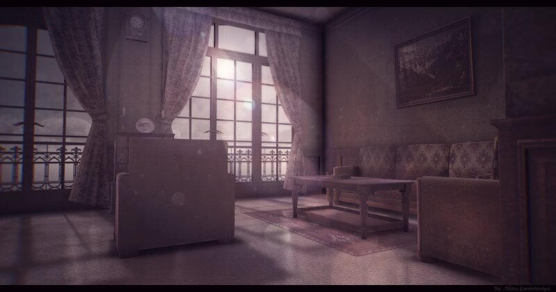 Living Room Interior — Purple