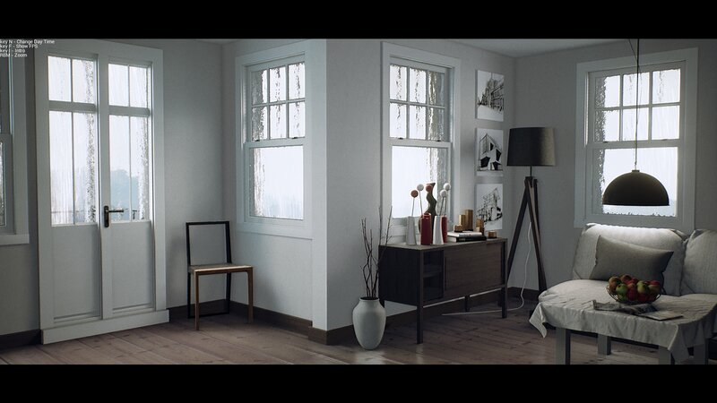 Living Room Interior — White, Calm