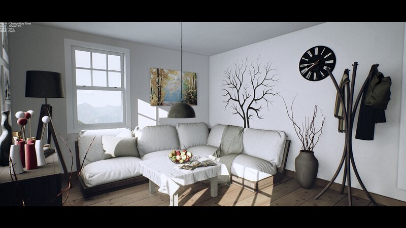 Living Room Interior — White, Serene
