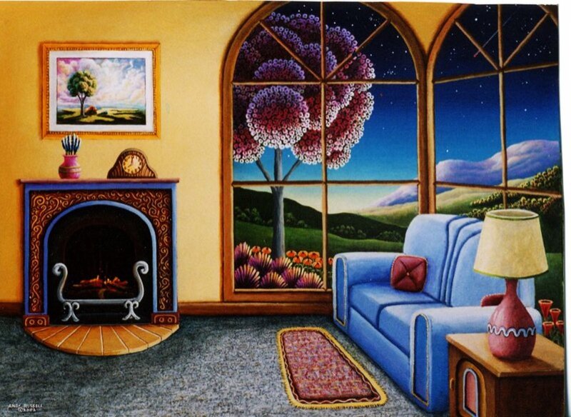 Living Room Interior — Yellow, Serene