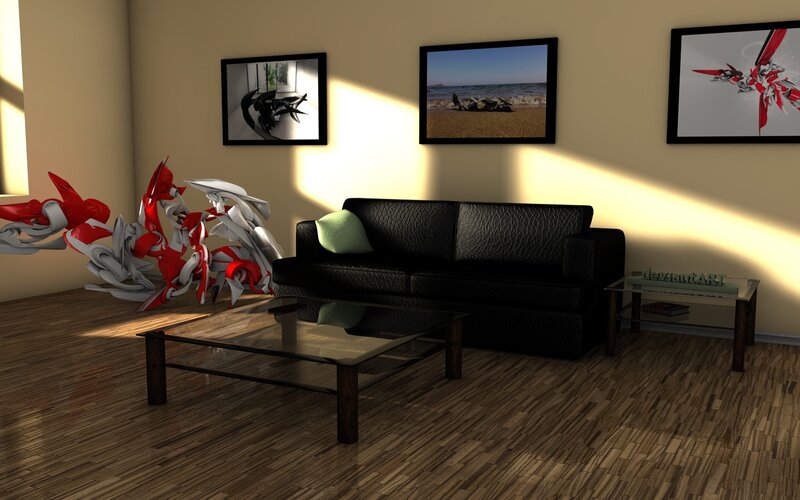 Living room with abstract art