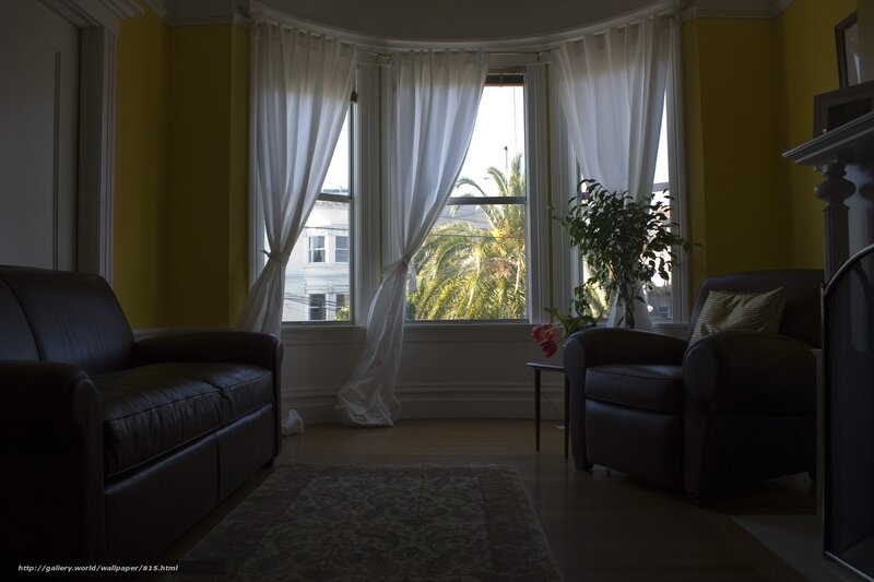 Living room with bay window