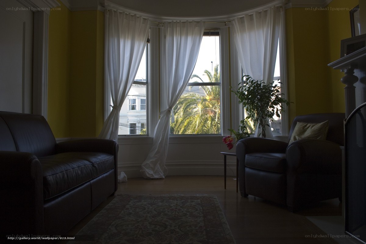 Living room with bay window