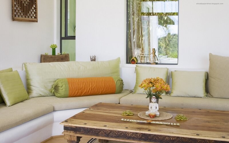 Living room with Buddha statue