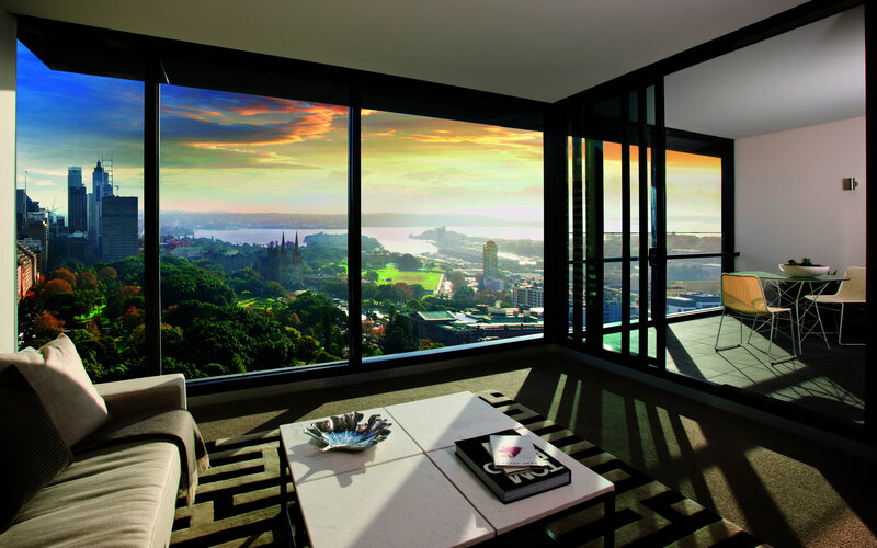 Living Room with City View — Green