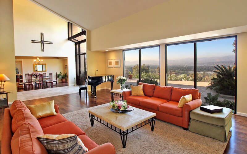 Living Room with City View — Orange