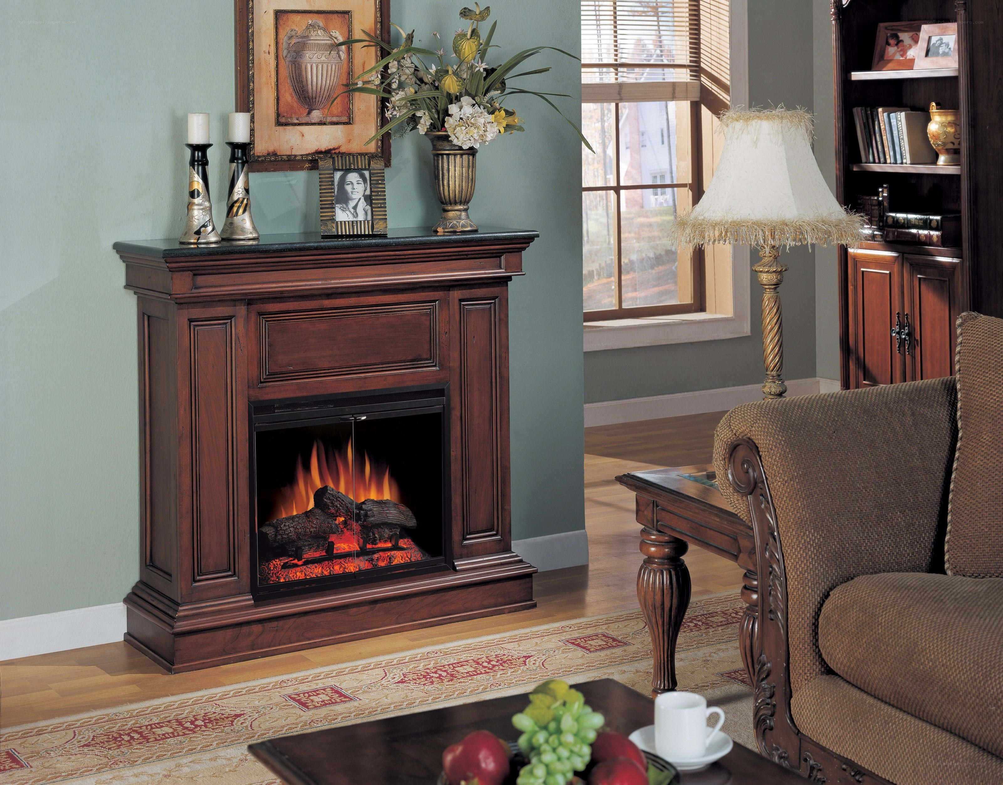 Living room with electric fireplace