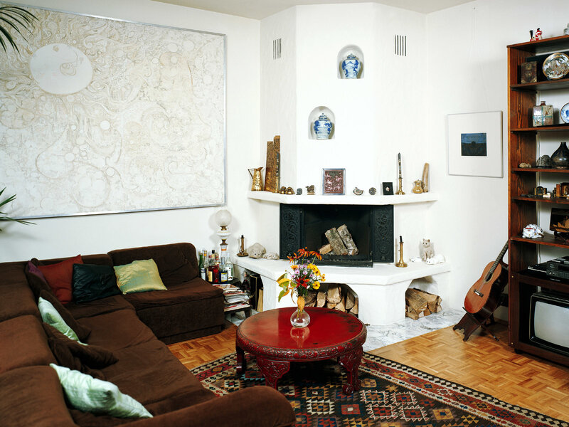 Living room with fireplace and sofa