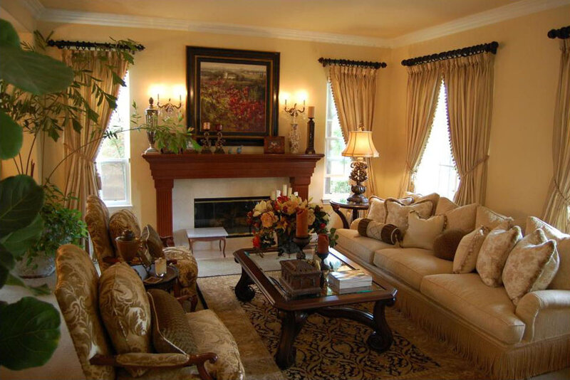 Living Room with Fireplace — Beige, Cozy, Afternoon, Photograph