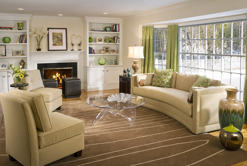Living Room with Fireplace — Beige, Cozy, Winter